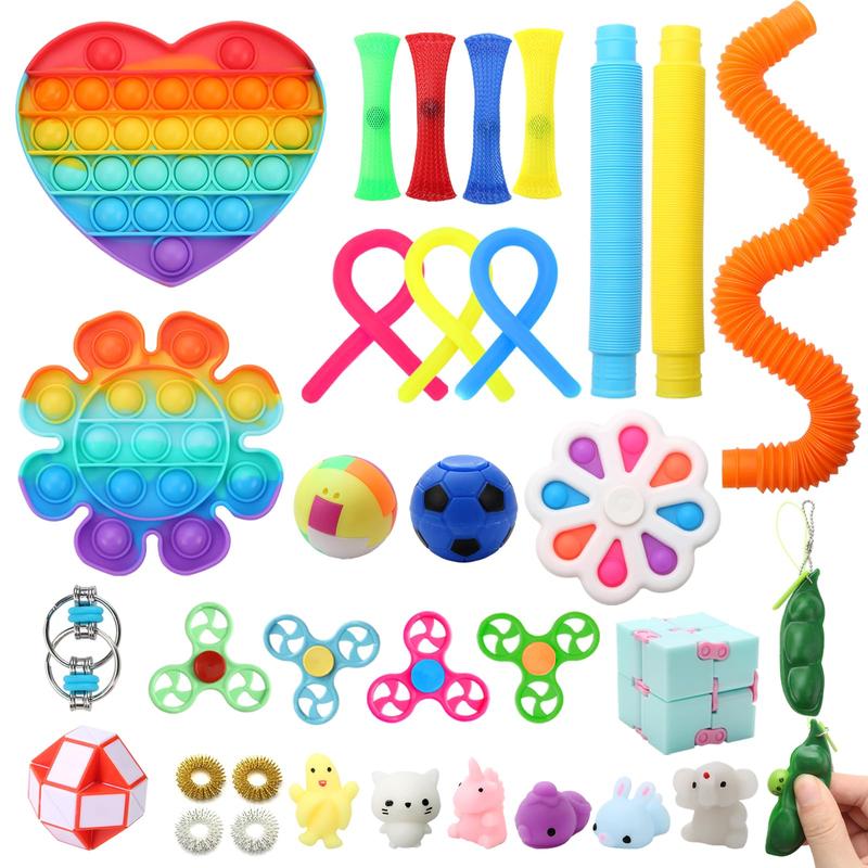 Simple Fidget Pack, 35pcs Fidget Toys Set with Popping Sensory Toys for Kids and Adults Stress Relief Kit Gift for Party Classroom Christmas Stocking