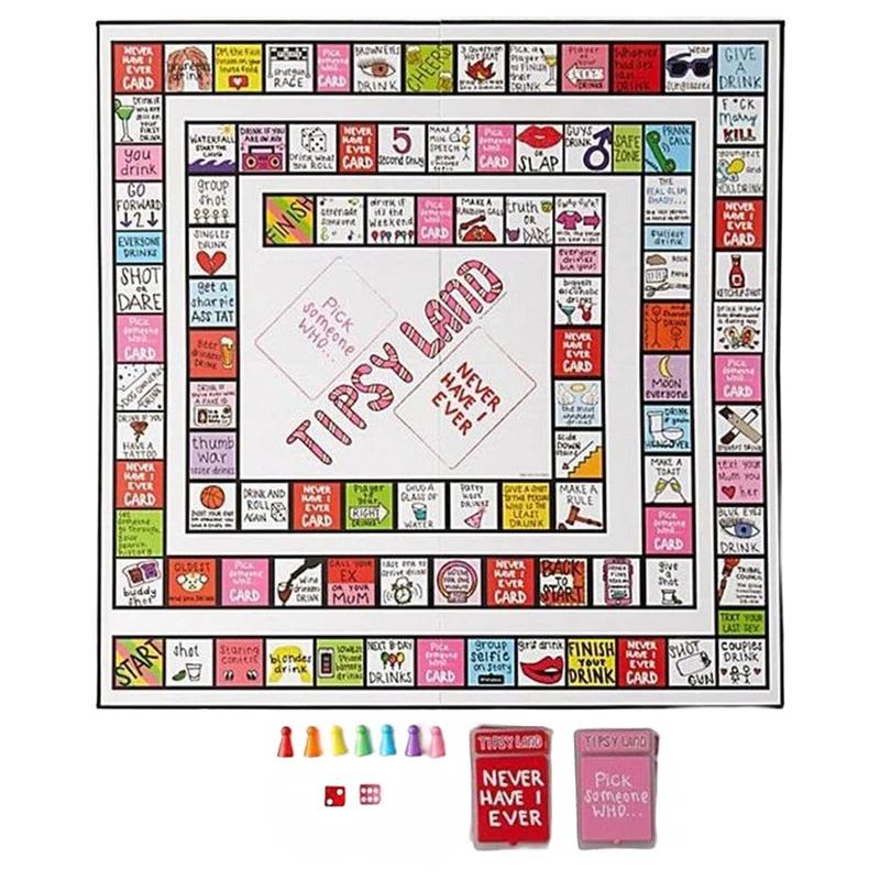 Tipsy Land Drinking Games Fun Drinking Board Game Interactive Board Games Girls Night Drinking Games for Adults Games