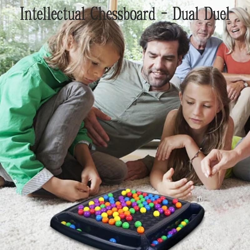 Intellectual Chessboard - Dual Duel, Fun Table Top Strategy Game, Intellectual Chessboard Dual Duel Game, Intellectual Chessboard Colored Marbles, Family Game Party Game for Kids and Adults (120PCS)