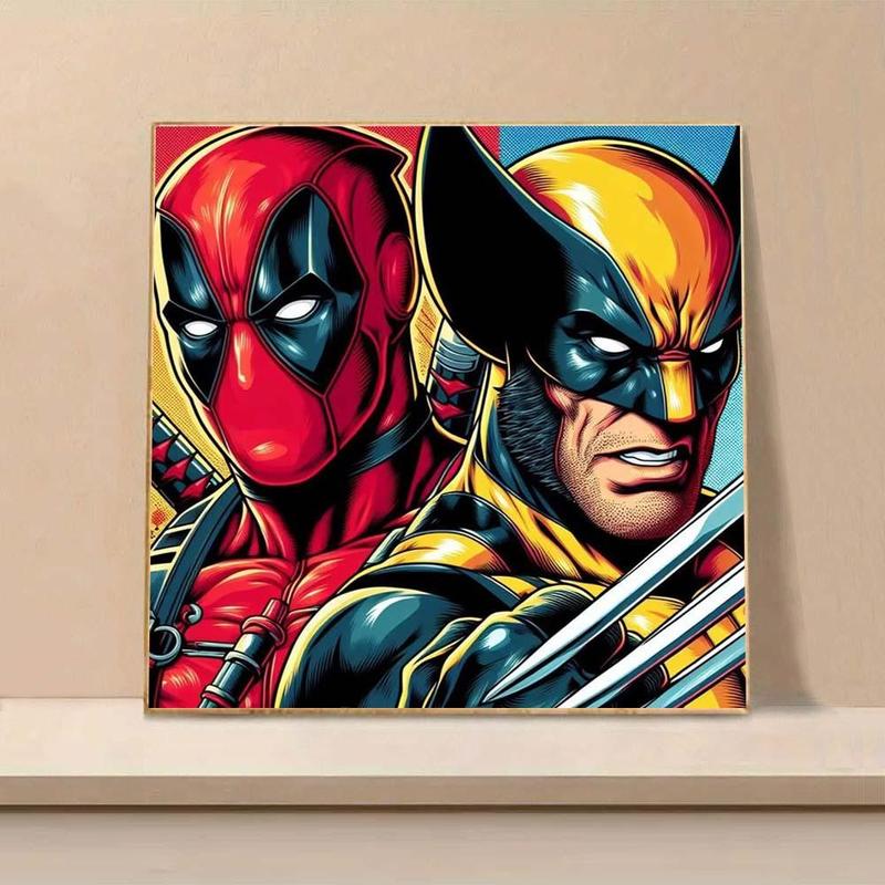 Superhero Wolverine & Deadpool Pattern DIY Diamond Arts Colorful Painting Kit without Frame, DIY 5D Diamond Arts Colorful Painting for Home Bedroom Wall Decor