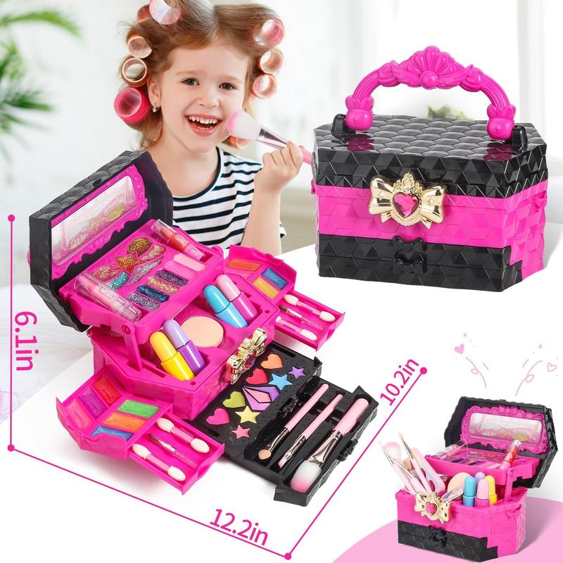 Kids Makeup Kit for Girl, Princess Toys Real Washable Cosmetic Set with Mirror, Play Make Up Birthday, Christmas, new year Gifts