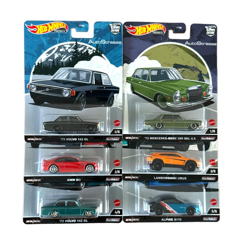 Hot Wheels AutoStrauss Premium 5-Car Collection - 2021 Diecast Model Lamborghini, BMW, Mercedes-Benz, Volvo Alpine, Chase Volvo