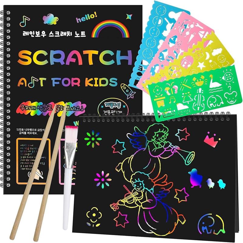 Smasiagon Scratch Paper Art Set for: 2 Pack Scratch Off Art Notebook Crafts Christmas Gifts for Ages 3-12 Birthday Thanksgiving Easter Valentine's Party Favor Games DIY Activity