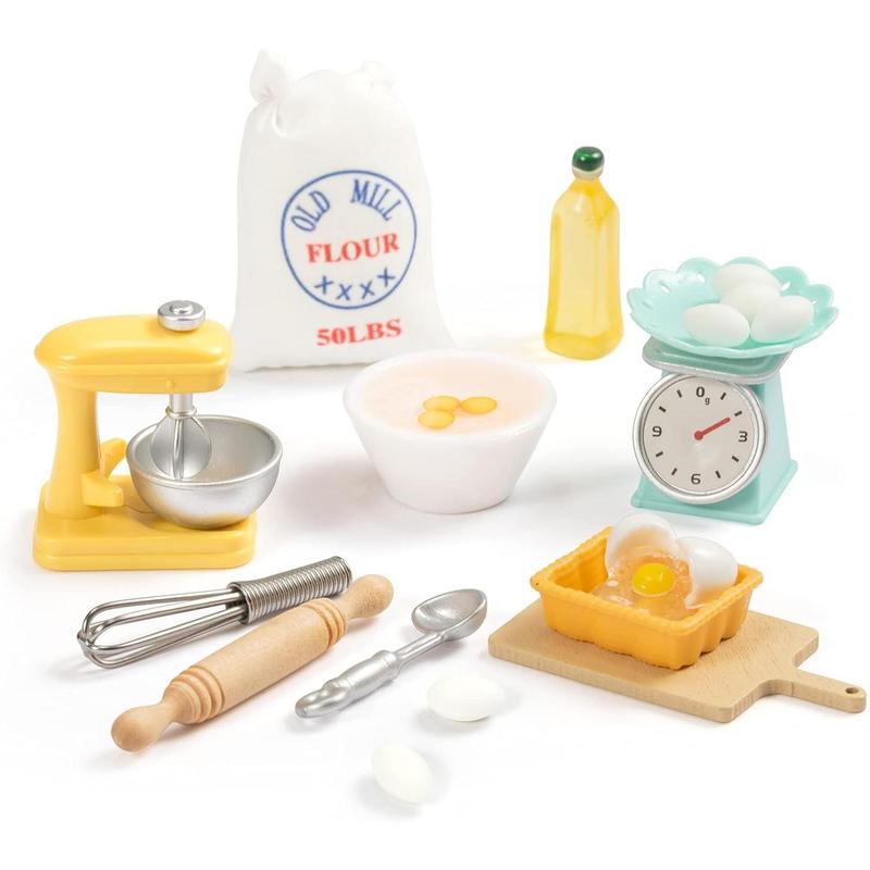 Miniature Kids House Accessories - Kids House Furniture - Miniature Items for Kids House Kitchen - Stand Mixer, Kitchen Scale, Flour, Rolling Pin, etc., Toys and Gifts for Boys and Girls