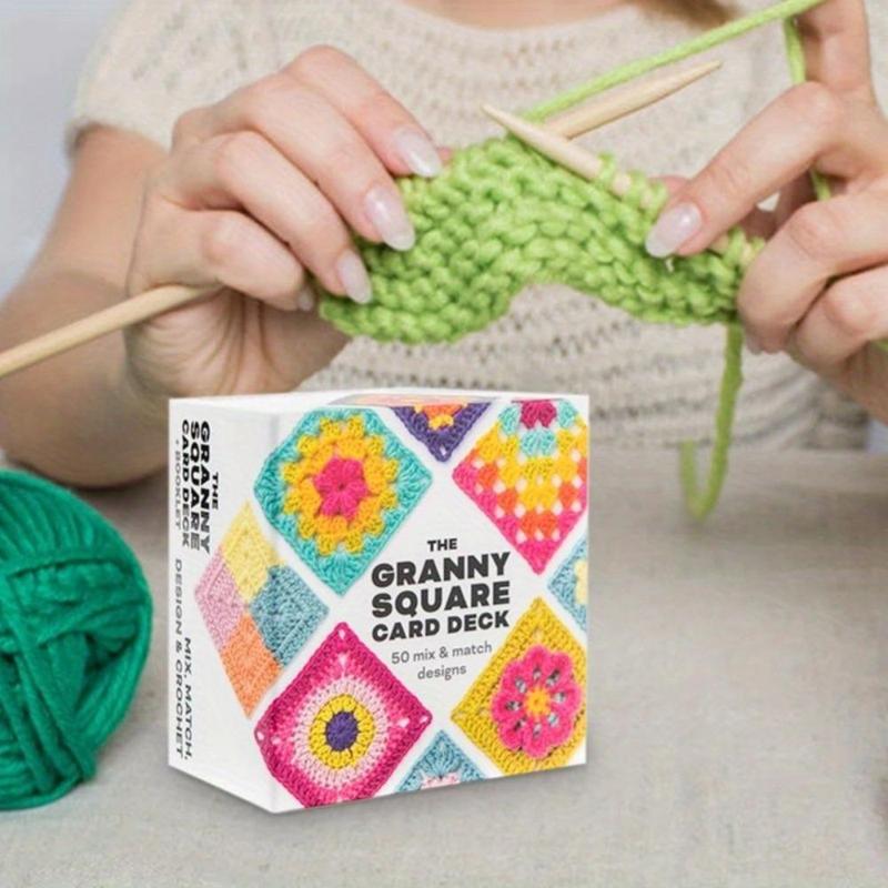 The Granny Square Card Deck, 1 Set 50 Mix & Match Designs Crochet Granny Squares Book for Christmas Gift, Crochet Kit for Beginners, DIY Crochet Kit