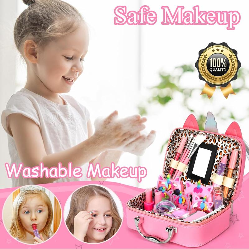 Kids Washable Makeup Set for Girls, Real Makeup Kit for Toddlers & Little Girls, Princess-Themed Gifts for 3-10 Year Olds, Perfect for Christmas & Birthday