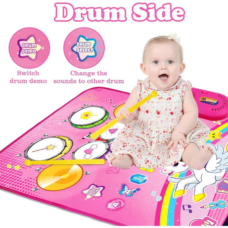 Toys for 1 Year Old Girl Gifts: Baby Musical Mat Toddler Toys Age 1-2 - 3 in 1 Piano Drum Animal Touch Unicorn Toys - Infant Music Toy 12-18 Months Babies Birthday Gifts for 1 2 3 Year Old Boys Girls