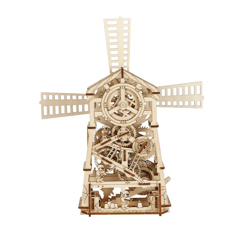 Wood Trick Windmill Rotating Mechanical Model - 3D Wooden Puzzles for Adults and Kids to Build - Engineering DIY Wooden Models for Adults to Build