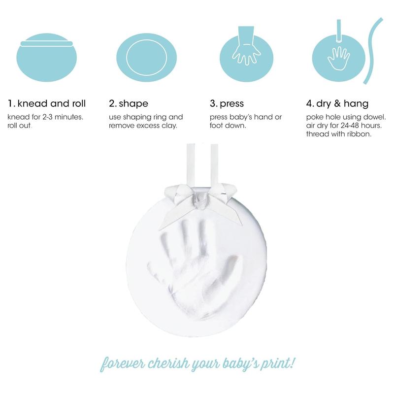 DIY No Mess Hanging Ornament Keepsake Kit, Tiny Ideas Hand and Footprint Keepsake, Classic Nursery Decor, Ideal Gender Neutral Gift, Perfect for Newborns, White