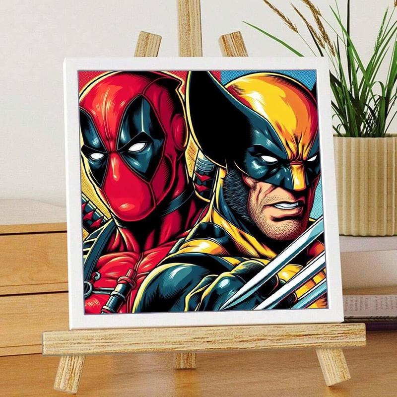 Superhero Wolverine & Deadpool Pattern DIY Diamond Arts Colorful Painting Kit without Frame, DIY 5D Diamond Arts Colorful Painting for Home Bedroom Wall Decor