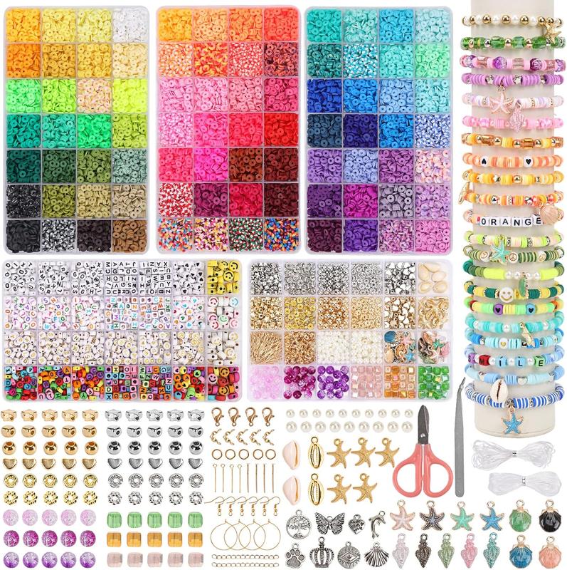 14700 count, Clay Beads for Bracelet Making Kit, 84 Colors Flat Round Polymer Clay Heishi Spacer Beads for DIY Crafts Necklace  Making Gifts