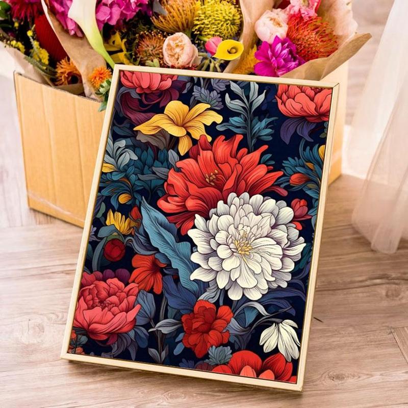 Flower Pattern DIY Diamond Arts Painting Kit without Frame, DIY Decorative Art Picture for Beginner, Wall Art Decor for Home Living Room Bedroom