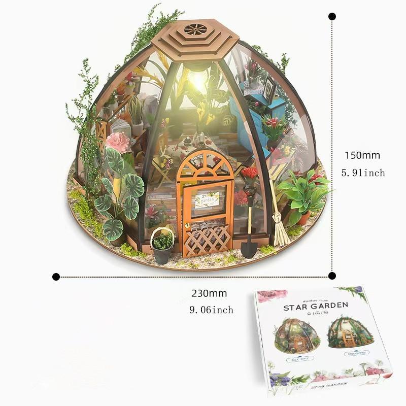 Starry Sky Garden Building Model, 1 Box Wooden DIY Assembly Ornament, DIY Wooden Assembly Kit, Ideal Birthday &Holiday Gift for Teenager