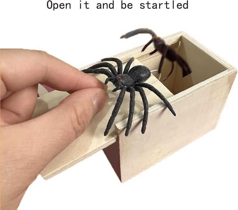 Rubber Spider Trick Box, Handmade Wooden Trick Surprise Box Spider Hidden in One Box Trick Toys for Adults and Children Pranks for Adults Stuff