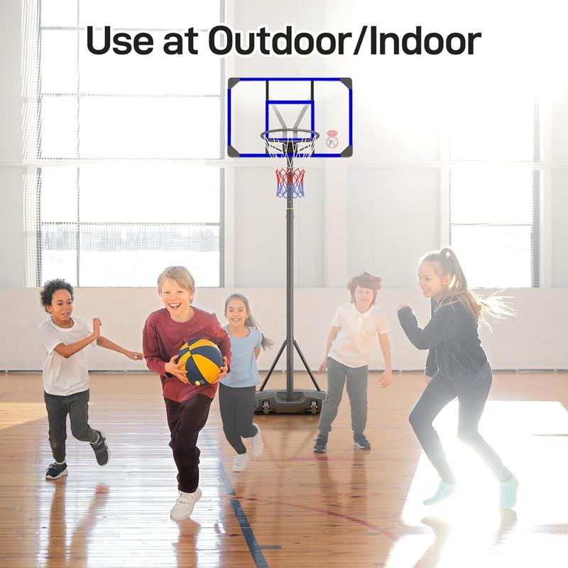 Kids Basketball Hoop Outdoor 4.82-8.53ft Adjustable, Portable Basketball Hoops & Goals for Kids Teenagers Youth in Backyard Driveway Indoor, with Enlarged Base and PC Backboard