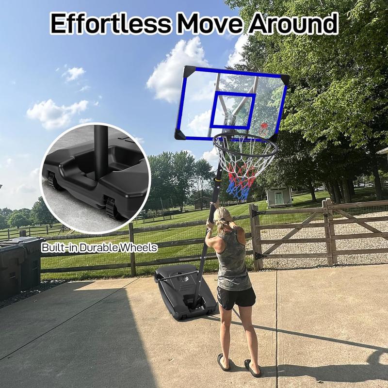 Kids Basketball Hoop Outdoor 4.82-8.53ft Adjustable, Portable Basketball Hoops & Goals for Kids Teenagers Youth in Backyard Driveway Indoor, with Enlarged Base and PC Backboard