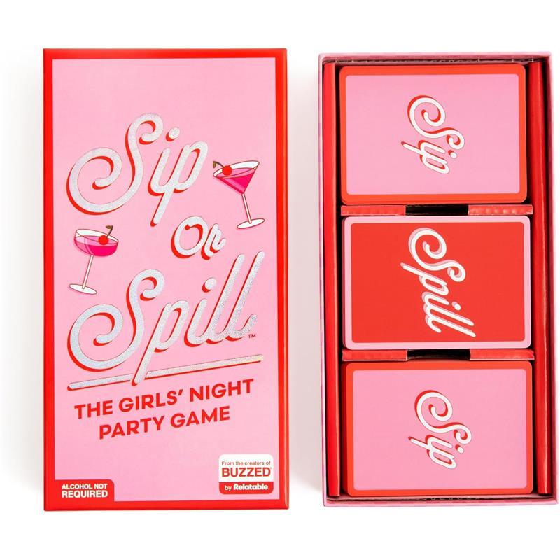 Sip or Spill   The Girl's Night Party Game, Ultimate Bachelorette Party Games, Bachelorette Party Favors by Relatable