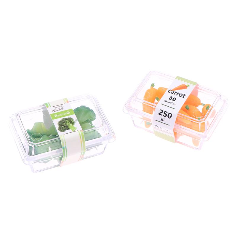 1 12 Dollhouse Mini Supermarket Vegetable Fruit Model With Clear Box Dollhouse Simulated Food Decoration Dolls House Accessories