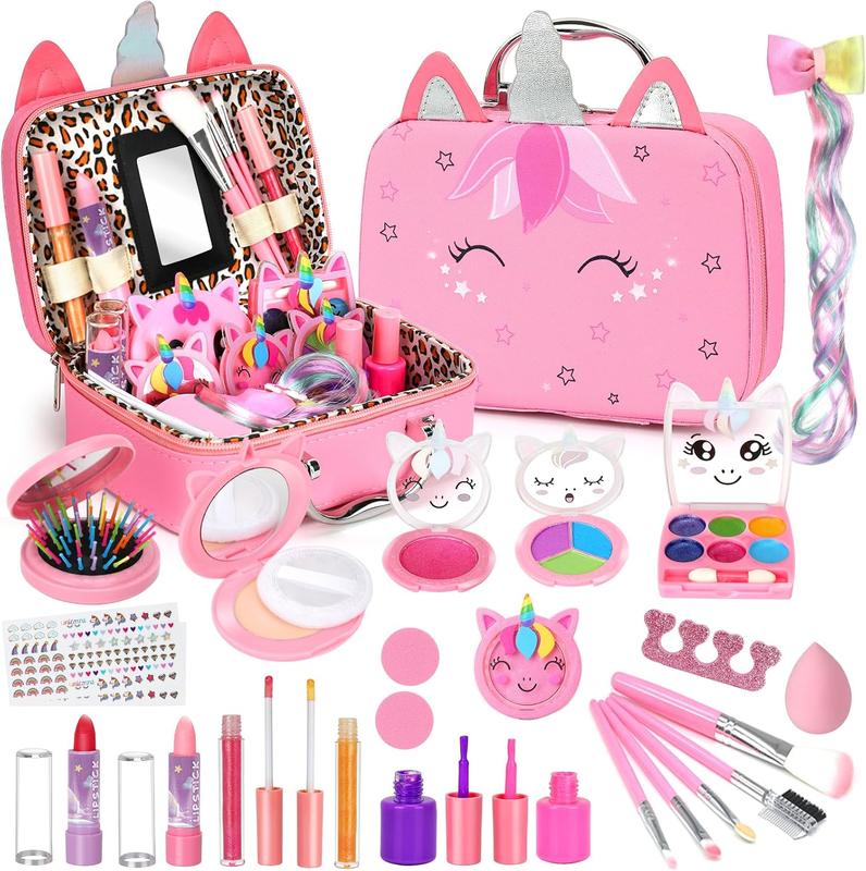 Kids Washable Makeup Set for Girls, Real Makeup Kit for Toddlers & Little Girls, Princess-Themed Gifts for 3-10 Year Olds, Perfect for Christmas & Birthday