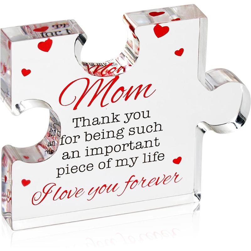 Birthday Gifts for Mom - Engraved Acrylic Block Puzzle Mom Present 4.1 x 3.5 inch - Cool Mom Presents from Daughter, Son, Dad - Heartwarming Mom Birthday Gift, Christmas