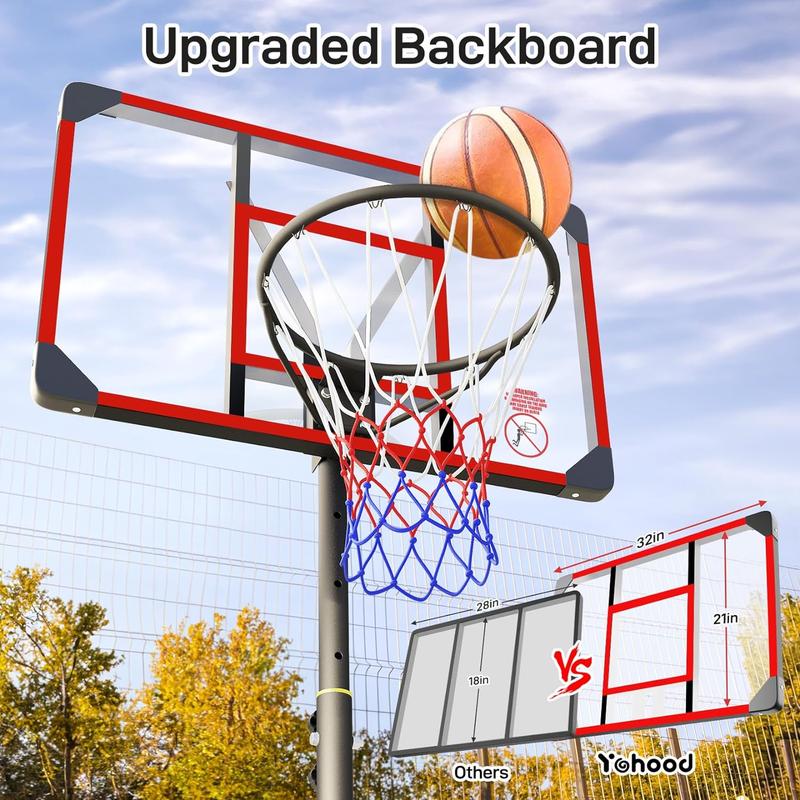 Kids Basketball Hoop Outdoor 4.82-8.53ft Adjustable, Portable Basketball Hoops & Goals for Kids Teenagers Youth in Backyard Driveway Indoor, with Enlarged Base and PC Backboard