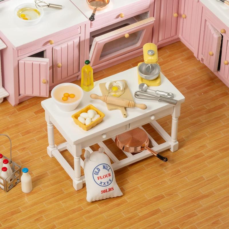 Miniature Kids House Accessories - Kids House Furniture - Miniature Items for Kids House Kitchen - Stand Mixer, Kitchen Scale, Flour, Rolling Pin, etc., Toys and Gifts for Boys and Girls