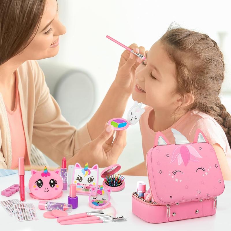 Kids Washable Makeup Set for Girls, Real Makeup Kit for Toddlers & Little Girls, Princess-Themed Gifts for 3-10 Year Olds, Perfect for Christmas & Birthday