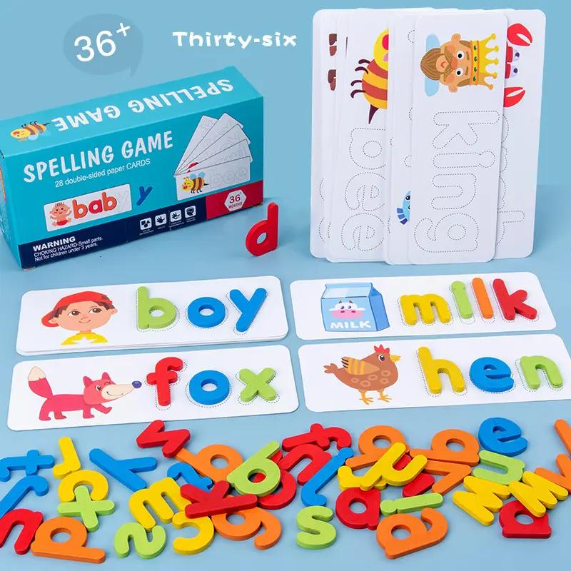 RTS Wholesale Wooden Children's Alphabet Learning Educational Toys, ABC Match Word Alphabet Toy Games, Spelling Games, Word Games