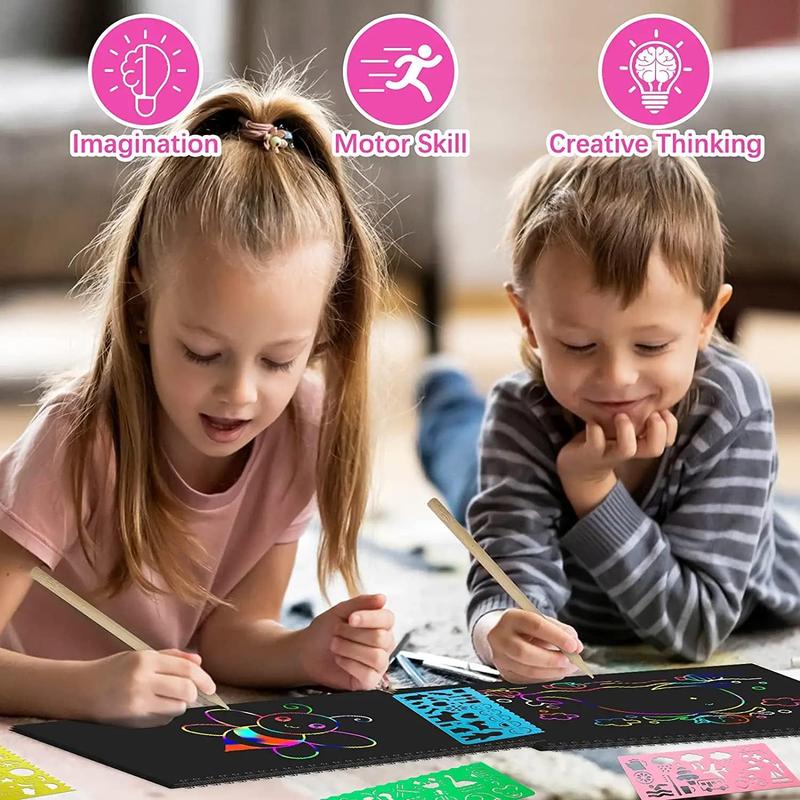 Smasiagon Scratch Paper Art Set for: 2 Pack Scratch Off Art Notebook Crafts Christmas Gifts for Ages 3-12 Birthday Thanksgiving Easter Valentine's Party Favor Games DIY Activity