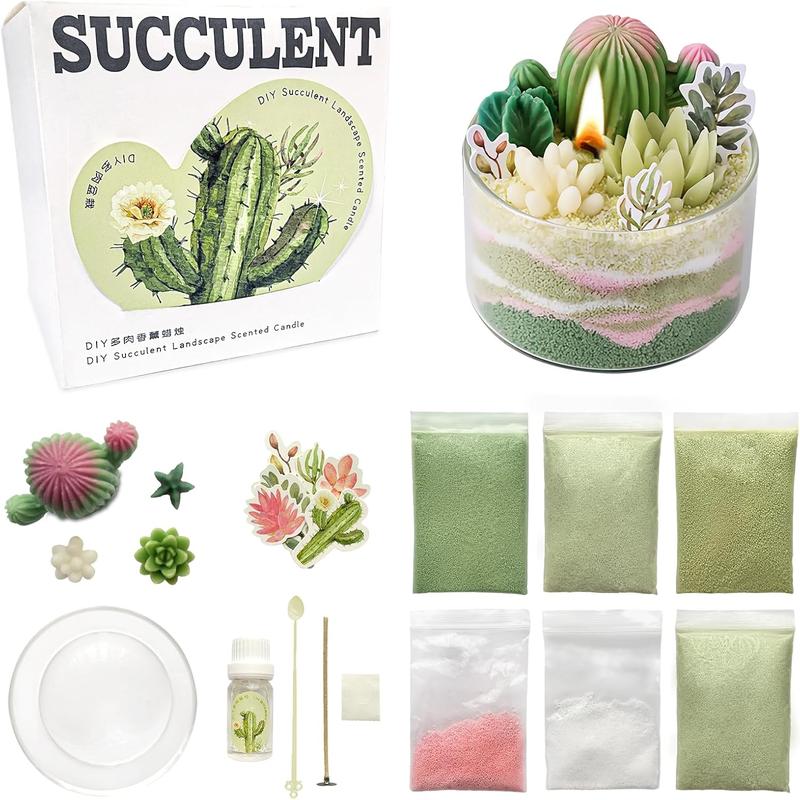 Premium Soy Candle Kit – Cactus, Succulents DIY Handmade Scented Candles with High-Quality Soy Wax - Great for Beginners, Adults, and Teens – Suitable for Christmas, Halloween,and Thanksgiving Gifts