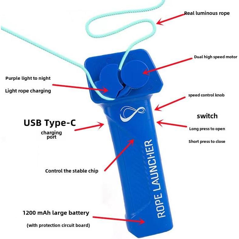 The Original Glow-In-The-Dark String Shooter Toy w  Dual Built-in UV Blacklights - Safe Fun Adult & Kids Rope Launcher Christmas Gifts