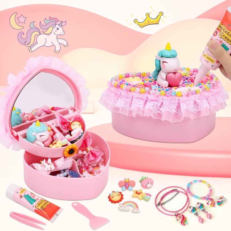 Kids Jewelry for Girls 4-6,  DIY Jewelry Box Includes Toddler Rings, Necklaces, Bracelets, Earrings, Hair Clips, Arts and Crafts Kits Birthday Gifts