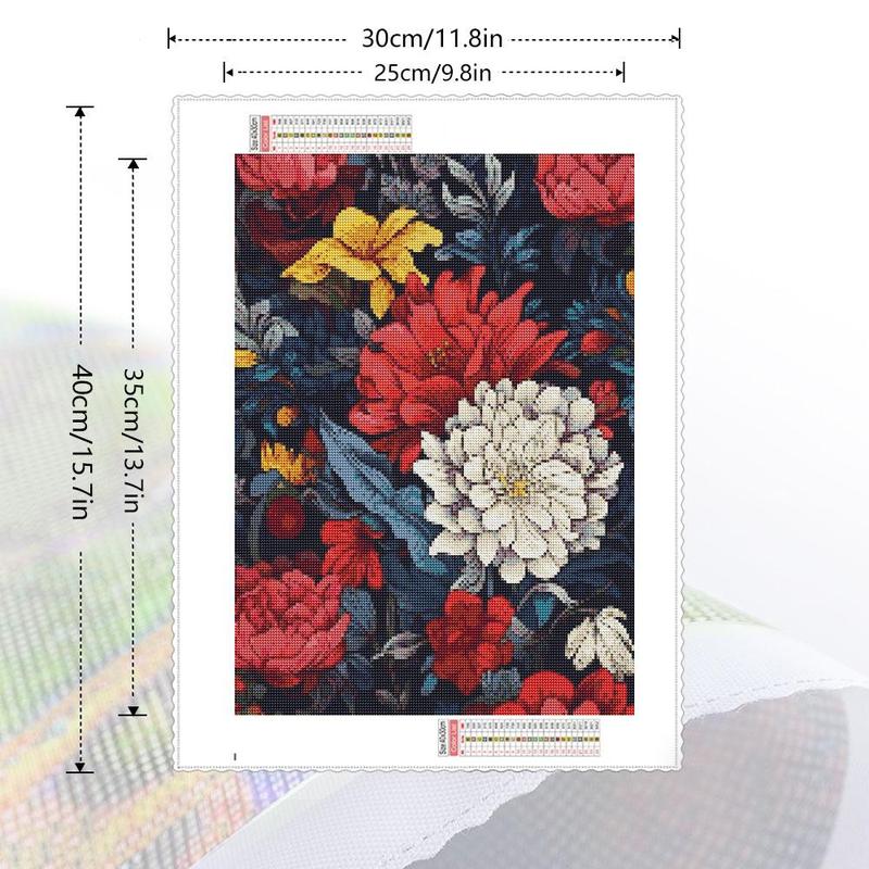 Flower Pattern DIY Diamond Arts Painting Kit without Frame, DIY Decorative Art Picture for Beginner, Wall Art Decor for Home Living Room Bedroom