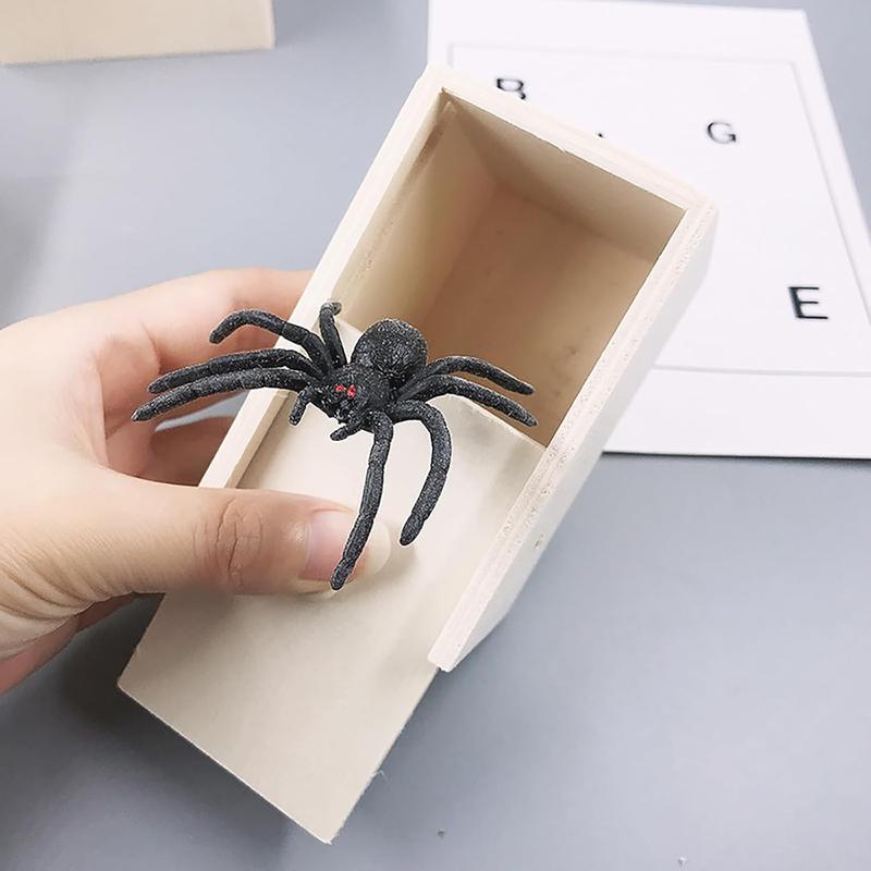 Rubber Spider Trick Box, Handmade Wooden Trick Surprise Box Spider Hidden in One Box Trick Toys for Adults and Children Pranks for Adults Stuff