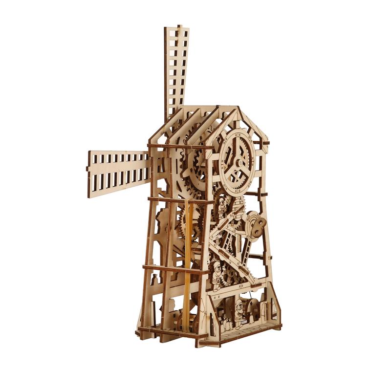 Wood Trick Windmill Rotating Mechanical Model - 3D Wooden Puzzles for Adults and Kids to Build - Engineering DIY Wooden Models for Adults to Build