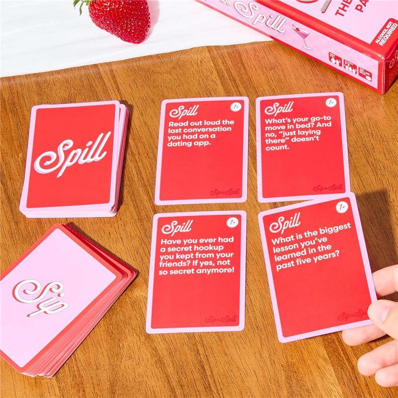 Sip or Spill   The Girl's Night Party Game, Ultimate Bachelorette Party Games, Bachelorette Party Favors by Relatable