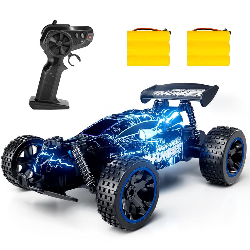 Tecnock RC Cars Remote Control Car for Boys Girls Adults, 1:18 Scale RC Car with LED Lights, 2.4GHz 2WD All Terrain RC Car with 2 Rechargeable Batteries for 60 Min Play, Gifts for Kids , Halloween Gifts,Christmas Gift, New Year Gift