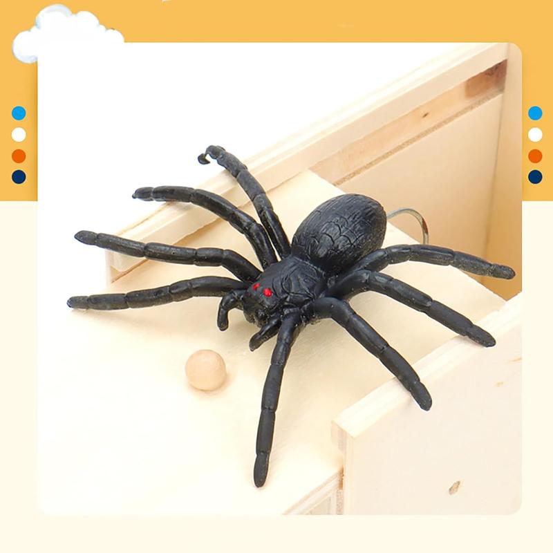 Rubber Spider Trick Box, Handmade Wooden Trick Surprise Box Spider Hidden in One Box Trick Toys for Adults and Children Pranks for Adults Stuff