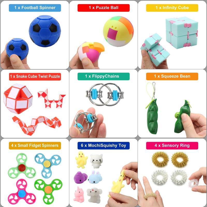 Simple Fidget Pack, 35pcs Fidget Toys Set with Popping Sensory Toys for Kids and Adults Stress Relief Kit Gift for Party Classroom Christmas Stocking