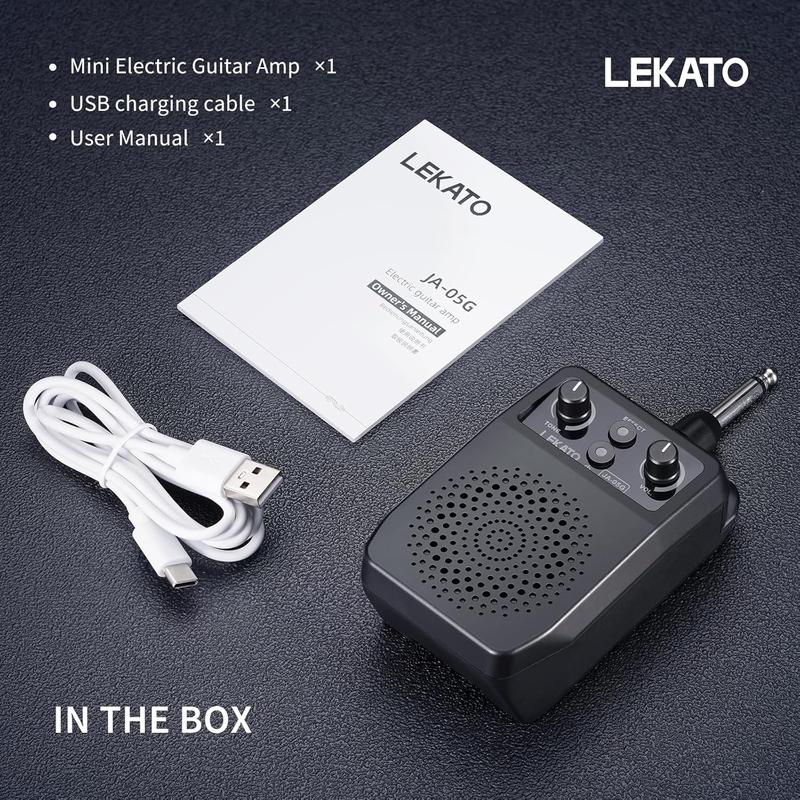 LEKATO JA-05G Mini Electric Guitar Amp 5W, Portable Guitar Amp Bluetooth with Built-in 4 Effects, Clean Distortion Overdrive Reverb, Rechargeable Small Guitar Amp for Practice