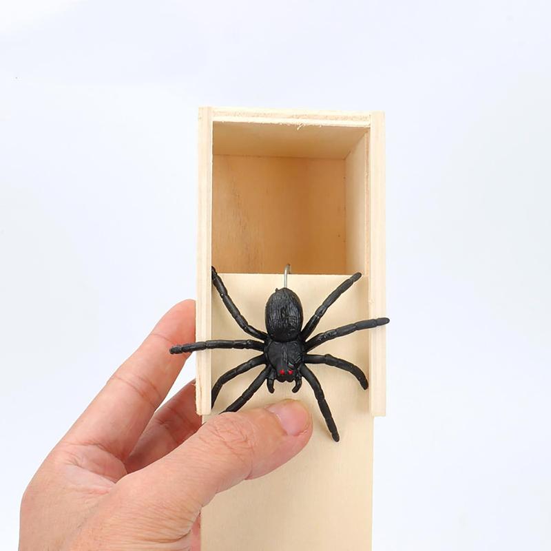 Rubber Spider Trick Box, Handmade Wooden Trick Surprise Box Spider Hidden in One Box Trick Toys for Adults and Children Pranks for Adults Stuff