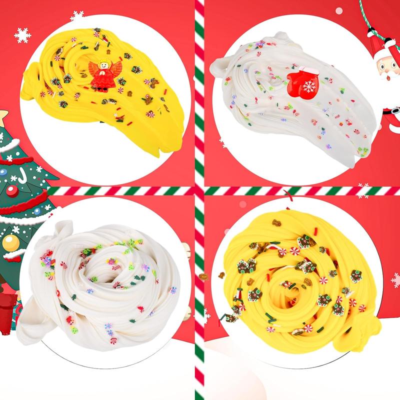 Christmas gift Christmas Slime Kit 7 Pack, with 3 Jelly Cube Crunchy Slime & 4 Butter Slime, DIY Slime Kit, Soft, Non-Sticky Stretchy Slime for Girls Boys Party Gift, Kids Stress Relief Toys, Xmas Stocking Stuffers