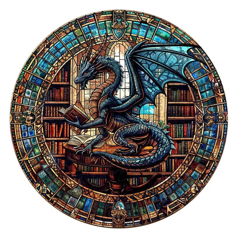 The Dragon's Library Wooden Jigsaw Puzzle