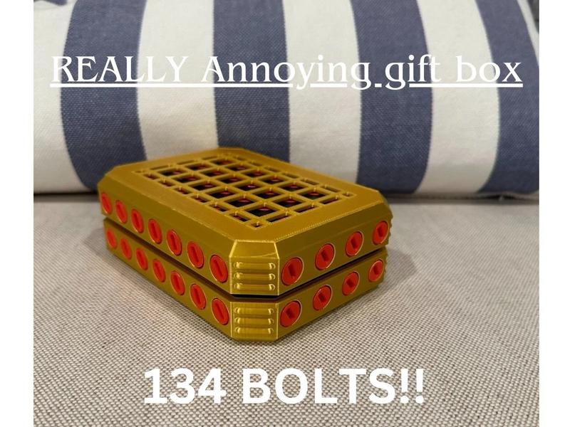 Pavilion3dPrinting 3D Printed REALLY Annoying Gift Box-134 bolts. Puzzle Christmas toy fun game holiday birthday for all ages gift card box. .