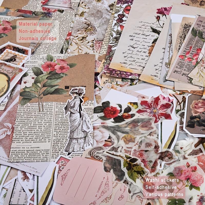 Vintage Flower Pattern Decorative Paper, 200pcs set Scrapbooking & Stamping Material Paper, DIY Decorative Paper for Scrapbooking & Journal Making