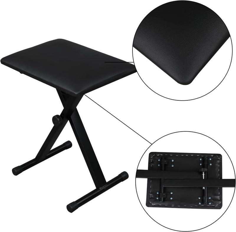 Ktaxon Double X Keyboard Stand and Bench Set, Adjustable Height Digital Piano Stand with Lockable Straps for 49 61 76 88 Keys