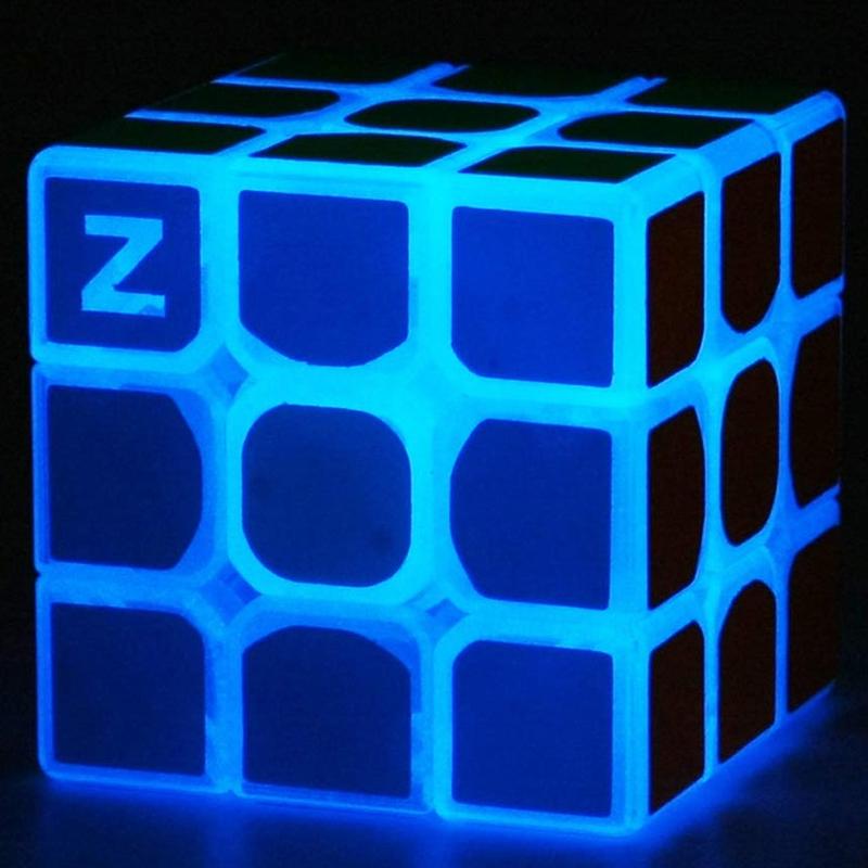 Blue Fluorescent Speed Cube 3x3x3 Glow in The Dark Luminous Magic Cube Puzzle Toy