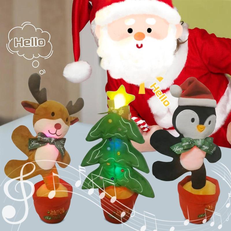 EMOIN Christmas Dancing Toy Talking Singing Plush Toy boys and girls Plush Repeating Toy Imitating Interactive Toys Christmas gift