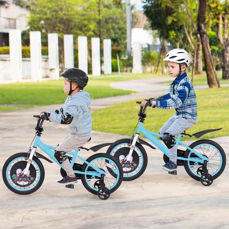 [ShopTab] Festival Joy 16 18 Inch Graffiti Bicycle with Adjustable Height, Training Wheels, Storage Basket, Handbrake & Coaster Brake，a Ideal Gift for Birthday