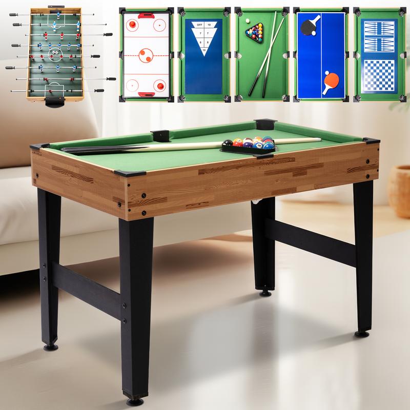 SULIVES 2x4ft 13-in-1 Combo Game Table Set for Home,Combination Tables for Game Room, Friends & Family w Hockey, Football, Billiards, Ping Pong, Shuffleboard, Chess, Checkers, Backgammon, Ring toss